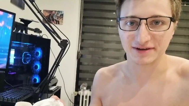 Gay boy jerks off on his sneakers and cums