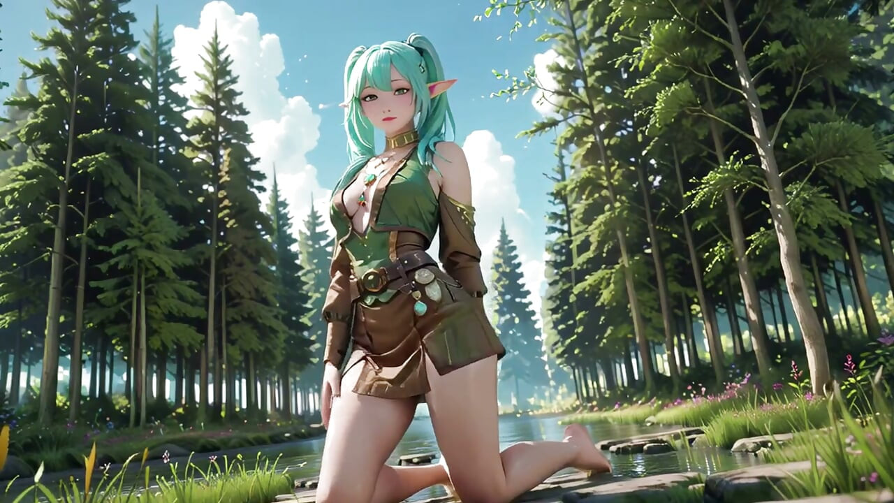 Forest Fantasy! Blue Elf Kneeling, Green Elf Teasing, Sun-Dappled Magic & Wand Play.