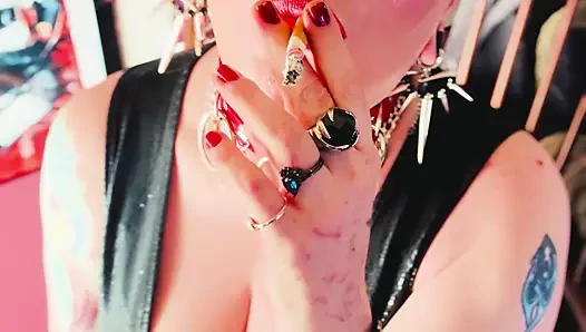 A Smoking Mistress, Tina Snua, Smoking 2 Cigarettes Tip To Tail - Drifting  OMI OME snap Inhales