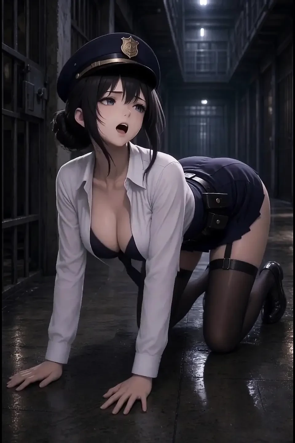 3d Anime Police Cosplay in Prison