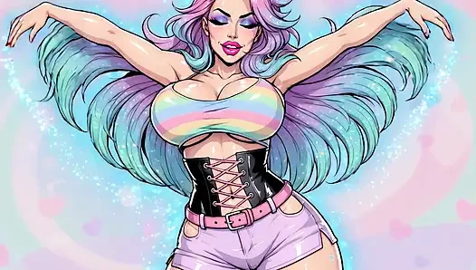 Sexy lang bunte haare frauen-animation