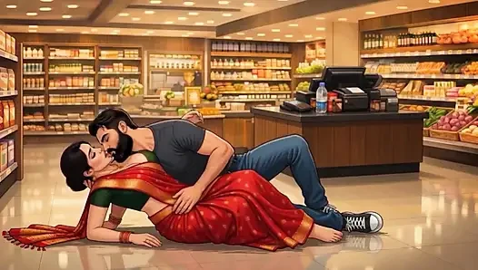 Indian Aunt having fun with stranger in a shopping mart part 2 ( AI generated )