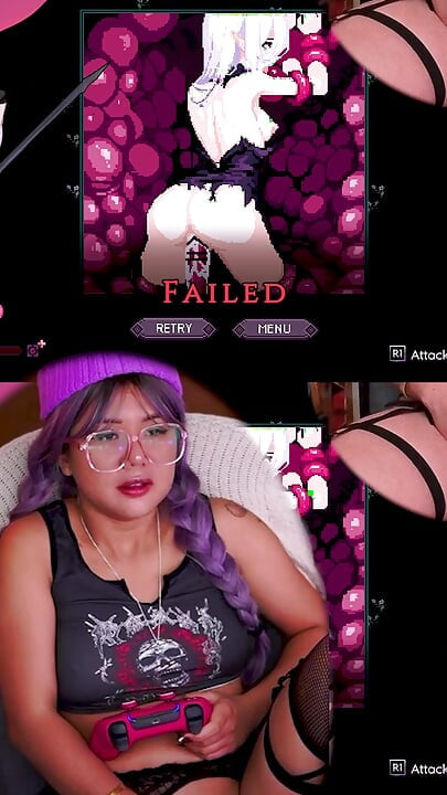 SLATKA DJEVOJKA S LJUBIČASTOM KOSOM POKUŠAVA POBIJEDITI BORBU S HENTAI ŠEFOM