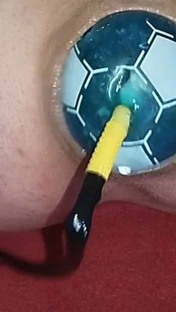 A 6-inch-diameter soccer ball is flying out of my asshole cunt.