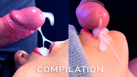 Slow motion cum in mouth compilation