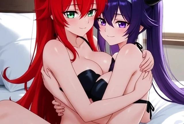 Rias Gremory and Akeno in an intimate moment full of passion – Adult version