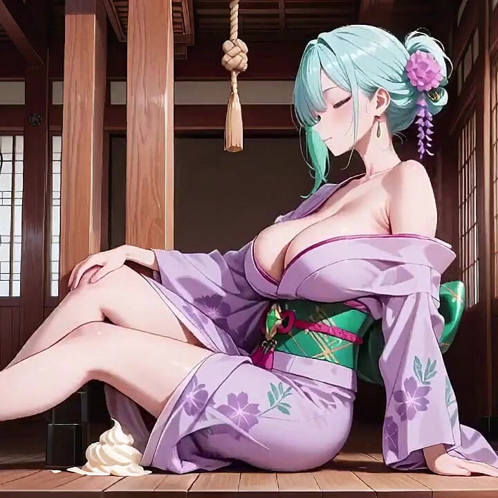 Purple Kimono Goddess! Can't Handle the Wetness Under the Red Torii Gate