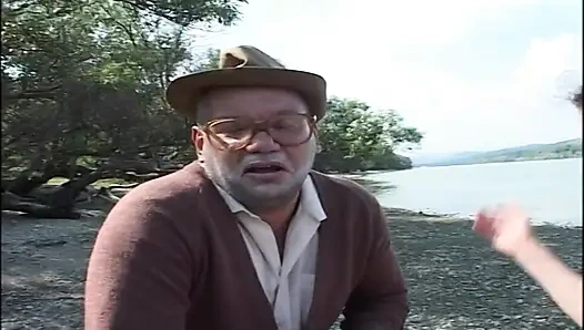 Teen Pisses and Fucks Horny Grandpa Outdoor