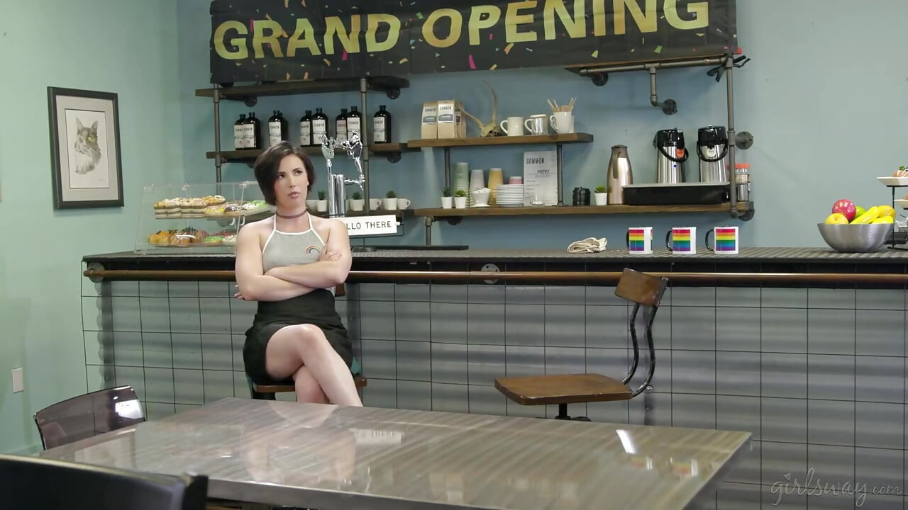 Girlsway - Casey Calvert Offers Free Pussy Eating as Cafe Grand Opening Special & Customers Line up