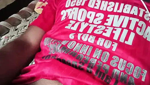 the handsome man in the red t-shirt