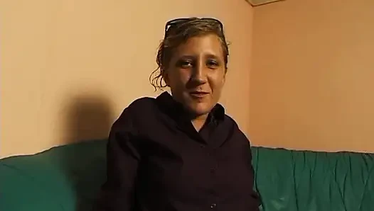 Small titted blonde rubs and fingers her pussy at the casting