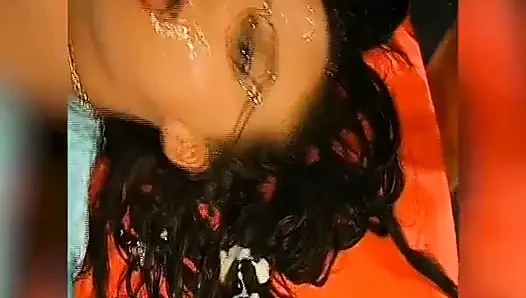 Bukkake Slut with Glasses Gets Her Face Drenched in Cum