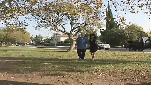 Busty woman cheats on her husband while he watches