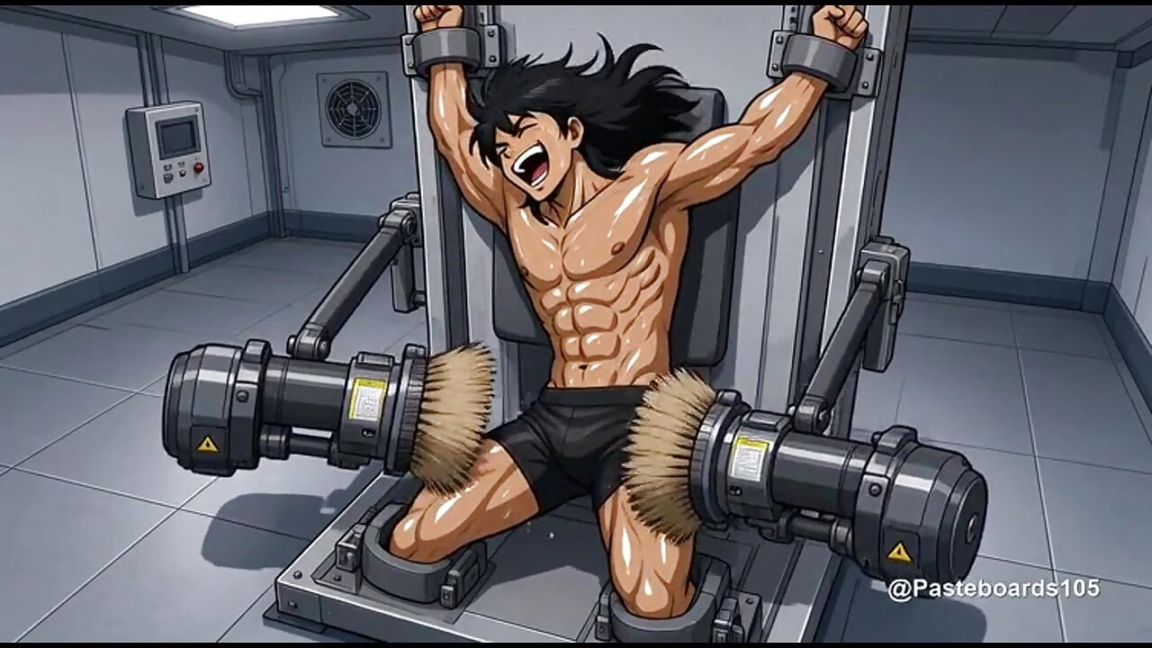 The Endurance Test - Arms Overhead, Brush Wheels On Bare Abs And Ribs (2D Anime Bara)