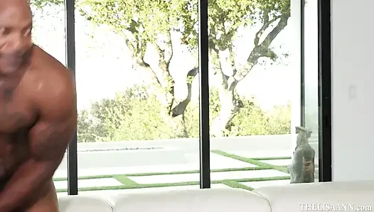 Lisa Ann seduces 2 hung black guys for a threeway