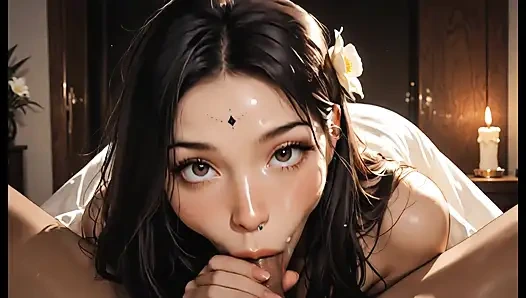 The 42-year-old stepmother kneels down and swallows everything her 19-year-old stepson is in the kitchen. Forbidden Oral Love Without Limits - IA