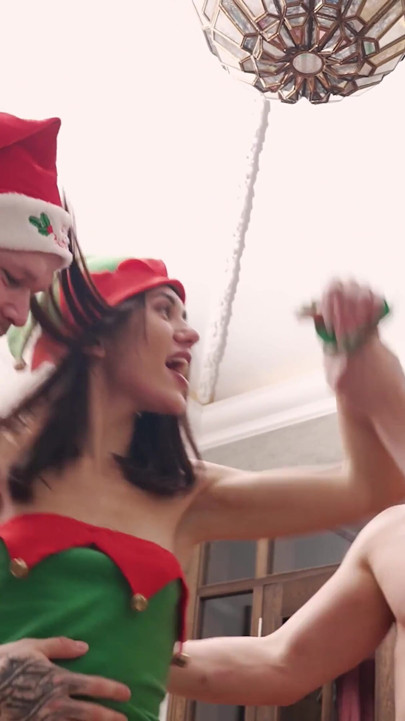 The Two of Them Fucked Hard a Gift in the Form of a Beautiful Santa's Assistant