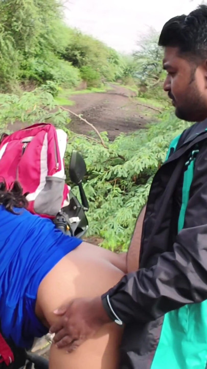 Desi Indian Marathi Kavita bhabhi ( Vahini ) fuck outdoor in jungle in doggy style with blue sexy dress and dirty blowjob | Clip 1