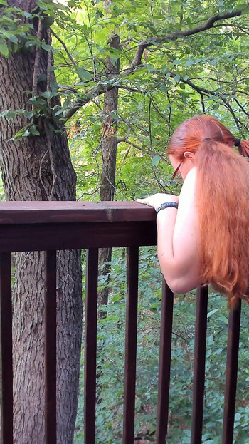 Sneaking Risky Public Trail Sex with a Redhead with Pigtails