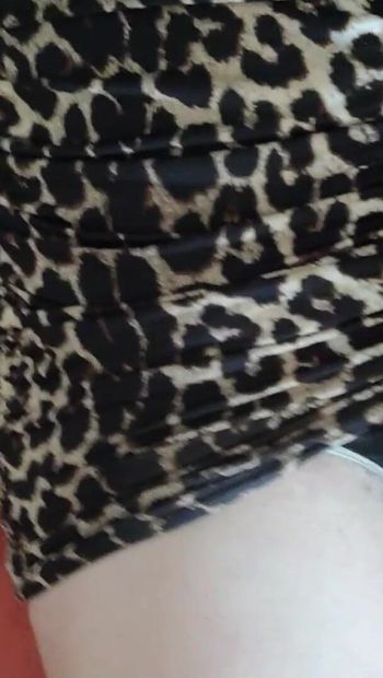 Mes talons hauts, jambes en nylon sexy et robe léopard fantastique