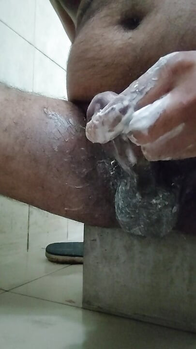 Enjoying jarking at bathroom feel relax