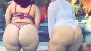 2 große, fette, weiße BBW - Ärsche twerkin &#39;- clip