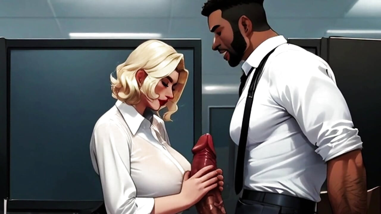 Sexy Secretaries Stroke Big Black Cocks At Work All Day
