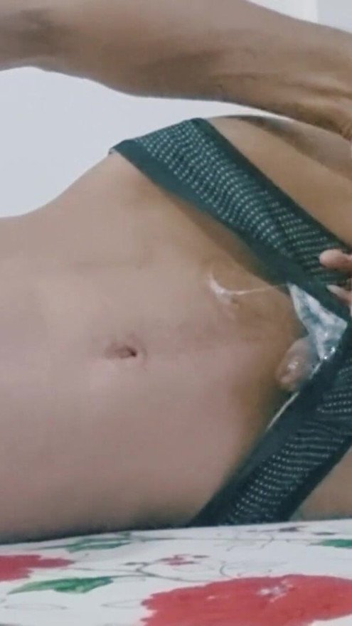 Sissy boy just relaxing at home on bed and cum | Clip 1