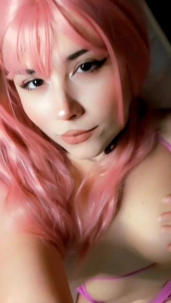 Horny teen with Pink hair playing alone