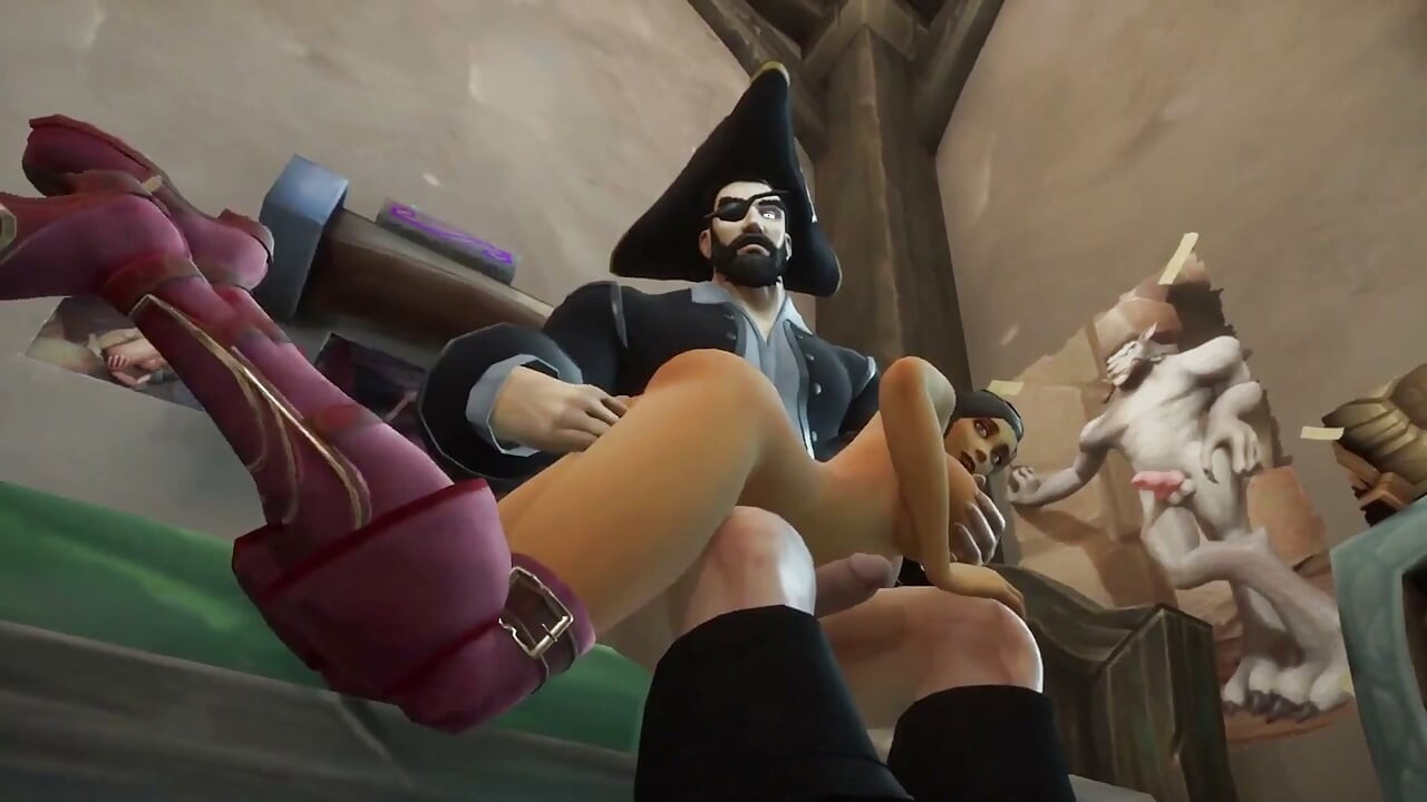 Kapitan piratów dyscyplinuje swojego pierwszego partnera - Parodię Warcraft Hentai