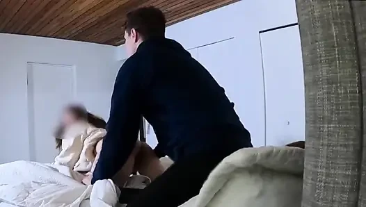 She removes the condom and I fill her pussy with cum