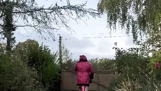 Dressed in a new red and black dress for an evening