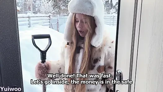 Horny schoolgirl doesn't want money to pay for her work - she needs a huge dick