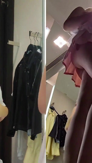 Epic moment from "Sexy babe with big boobs tries on transparent clothes. Video from public fitting room"