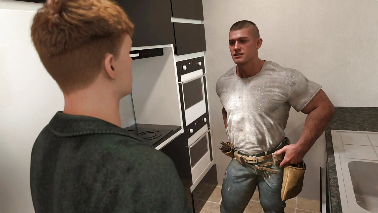 Muscular Plumber Gay Seduce Handsome Sam While Watching Porn Together