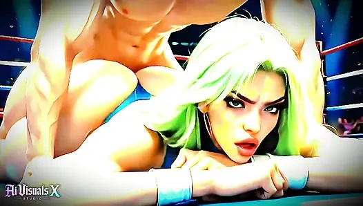 (4k) yapay zeka 3 boyutlu animasyonlu - yeşil saçlı sürtük memelerinden sikiliyor ve güreş ringinde sert sikiliyor (ai visuals x)