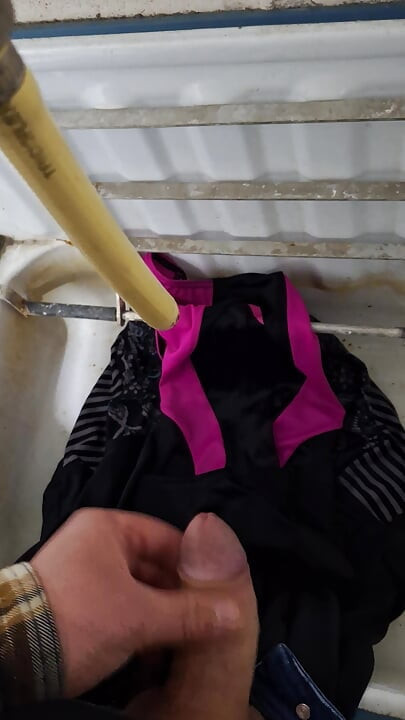 Two wet swimsuits pissed and covered in cum