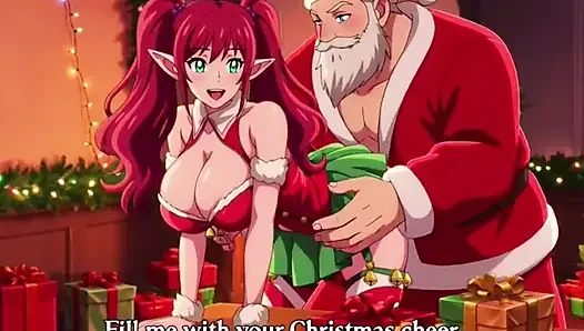 Santa give special gift to busty milf on Christmas