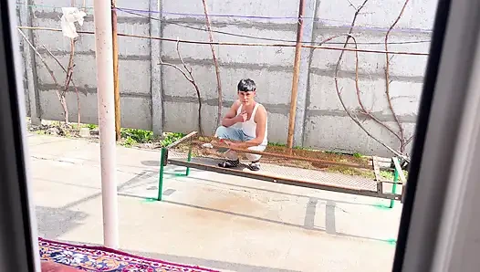 A bored girl at home called a neighbor boy for sex