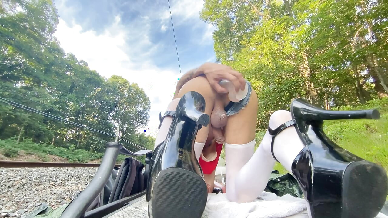 Outdoor sissy bimbo slut rough buttfuck