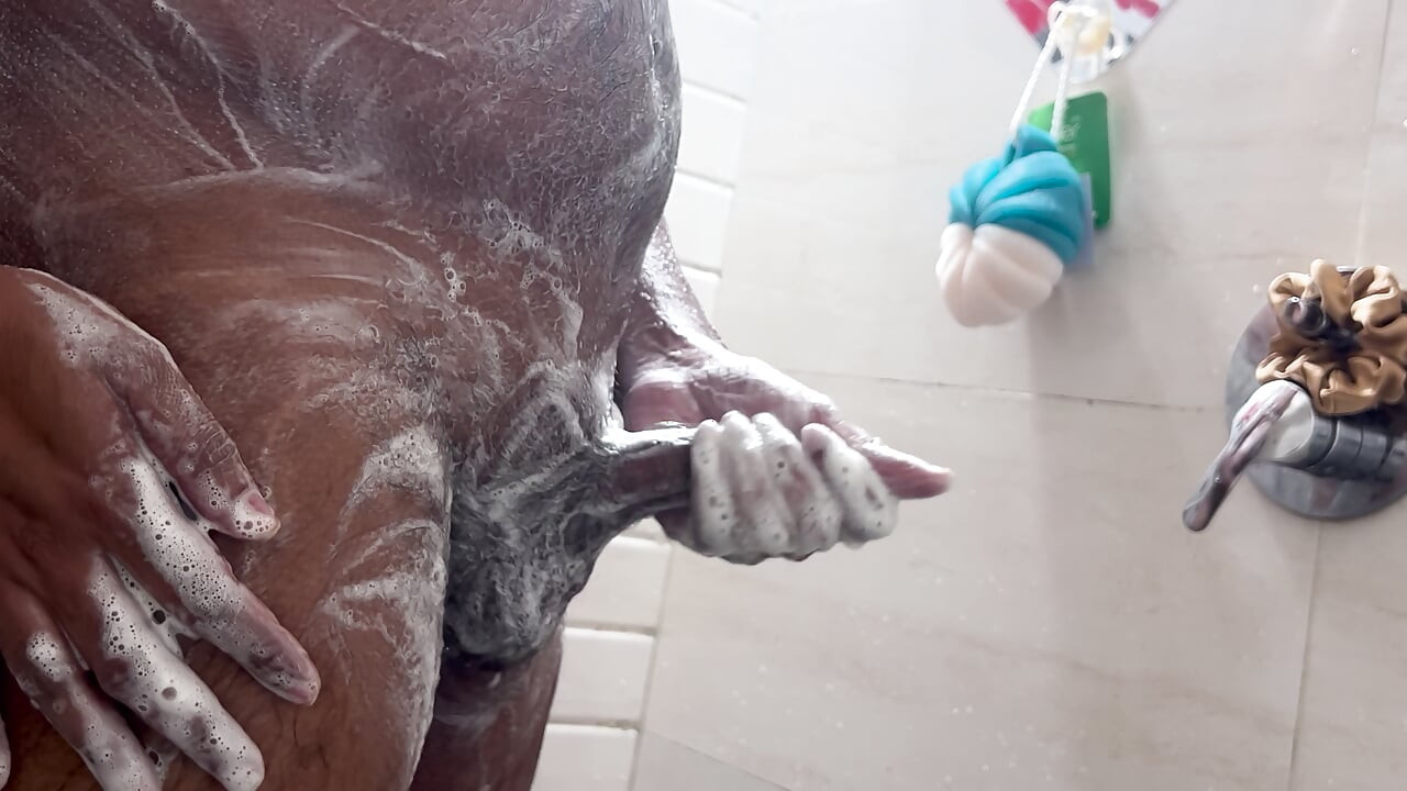 Indian man trim private part hair & masturbating during shower