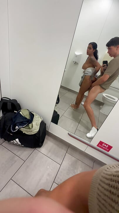 Sex in the Airport Bathroom with My Husband Huge Facial Cum