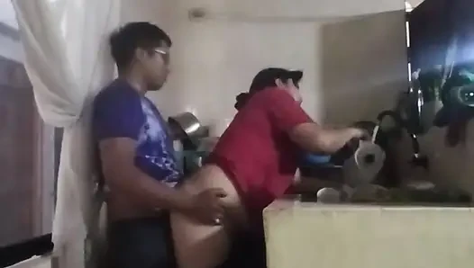 Fucking the Maid in the Kitchen When My Wife Is in the Living Room