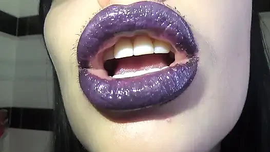 Bibir glossy ungu! Fetish ciuman dan bebek wajah!!