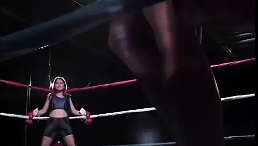 Zwei mädchen herausforderung für den schwanzlutsch-titel im boxring