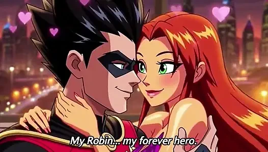 STARFIRE & ROBIN, DAMPFENDE PENTHOUSE-ROMANTIK - HEIßES 3D-anime-paar