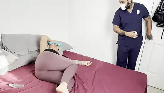 CHEATER SEDUCING NURSE WHILE HUSBAND IS OUTSIDE