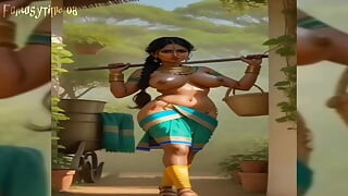 Indian village sexy girl's Ai stable transformation