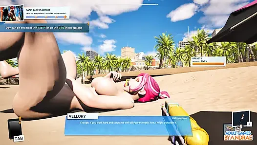 Gameplay raksasa waifu wash simulator bagian 1 - pekerjaan pembersihan pertama untuk vellory