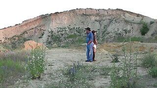 Cowboy sex on the hill background